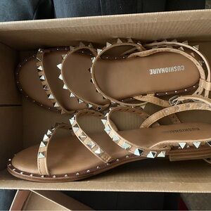 Women's Tan Studded Sandals